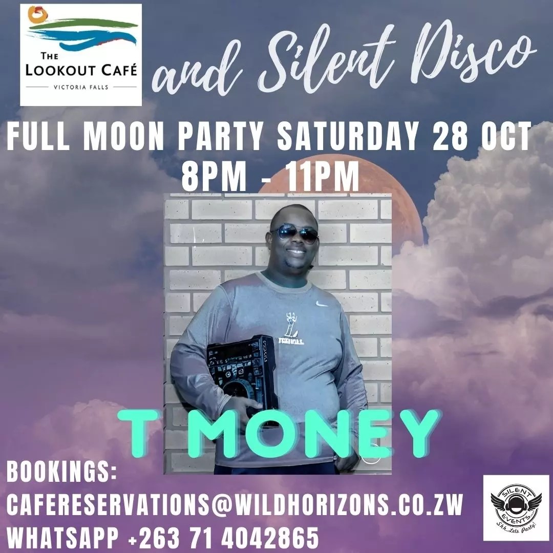 JVanSibanda's tweet photo. @antomukuwa A Silent Disco at The Lookout Cafe in Vic Falls is what I'm selling. Come through unwind and let's have fun.3 DJs, different genres, switch channels till you drop. 
#SilentDisco #letsrock #TheLookoutCafe #VictoriaFalls #SilentEvents #DjJVan #DjNkosiminator #T_Money #FullMoonParty https://t.co/t2MRHnDR9b