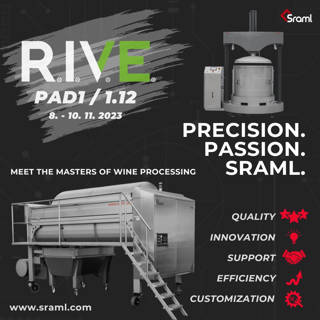 Sraml_machinery's tweet image. 𝐂𝐫𝐚𝐜𝐤 𝐭𝐡𝐞 𝐜𝐨𝐝𝐞 𝐭𝐨 𝐩𝐞𝐫𝐟𝐞𝐜𝐭 𝐰𝐢𝐧𝐞 🍷 Witness firsthand Sraml's unmatched dedication to precision at Expo Rive 🌟 

🤔 Curious? Explore our wine presses: sraml.com/product-catego…

#Sraml #wineprocessing #winetechnology #perfectwine #wineinnovation #winepress