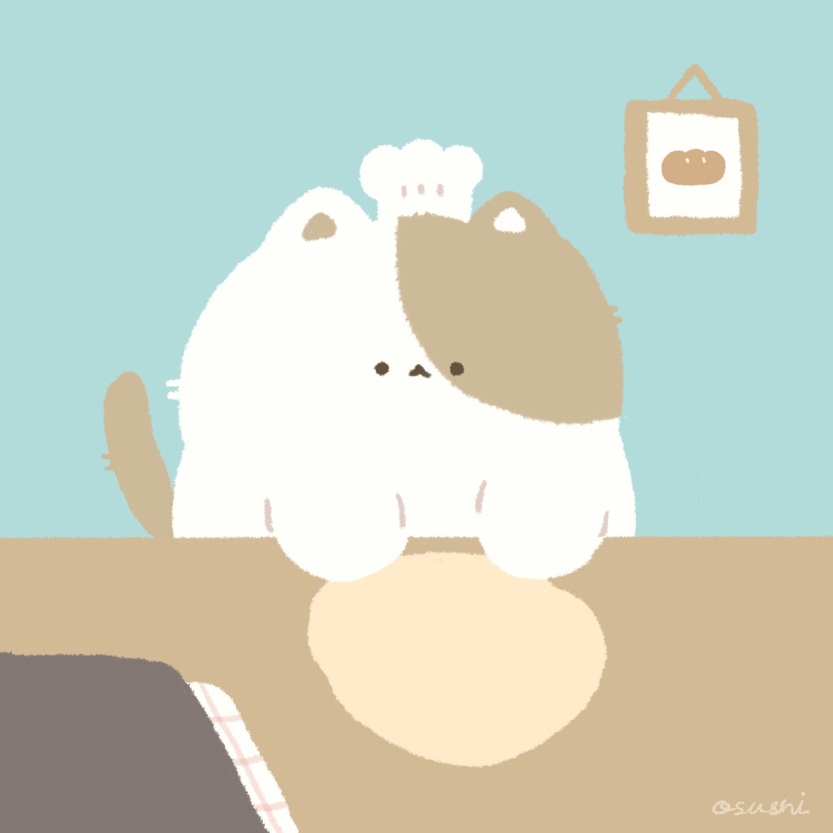 パンこねタイム #イラスト #もちもちなねこ