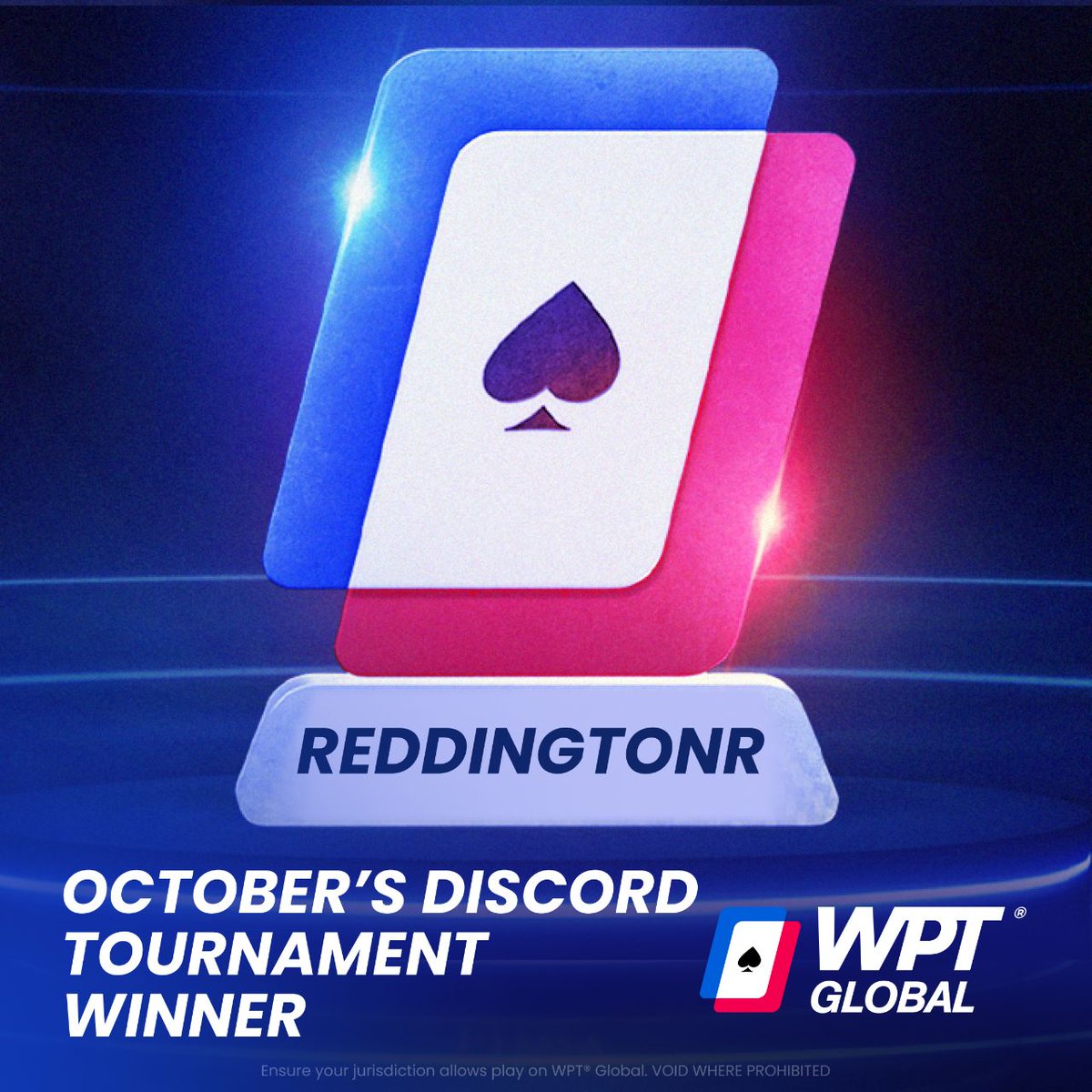 After a thrilling finale to October's Discord Tournament, the winner of the $12,400 <a href="/WPT/">World Poker Tour</a> World Championship package is... ReddingtonR 🎉

Congratulations and we'll see you in Vegas this December at the $40 million guaranteed poker extravaganza 😍

Full leaderboard: