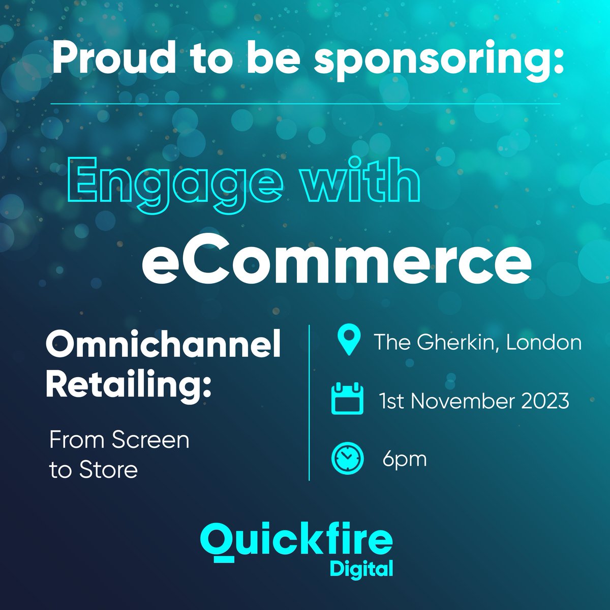 We're excited to be sponsoring Quickfire Digital's Engage with Ecommerce event on November 1st. Get your tickets today to hear more from a wide range of omnichannel experts: bit.ly/3RPtmCH