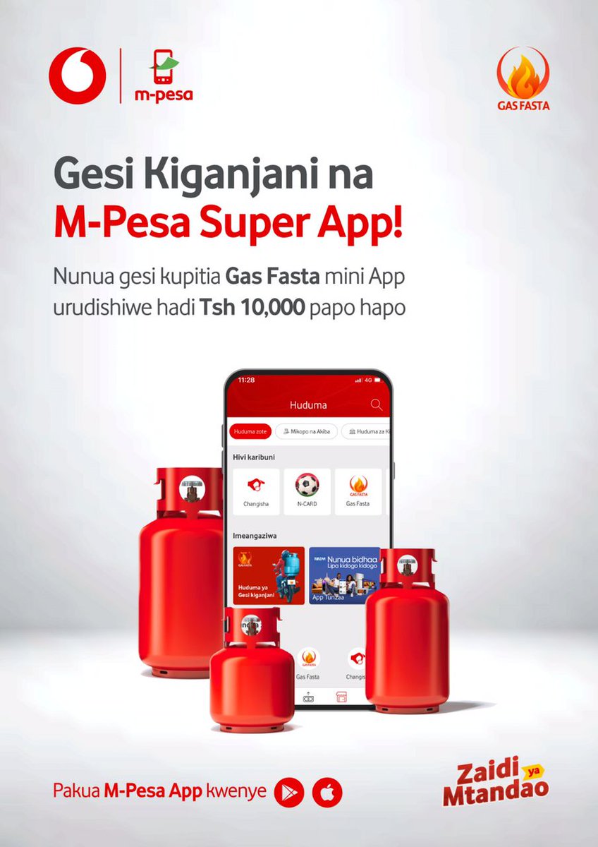 FastaGas's tweet photo. Gesi imekata ghafla? Na hujui ufanye nini!?

Ni rahisi sana, nunua sasa #GasFasta kupitia Vodacom M-Pesa kwa hatua chache tu Mtungi wa Gesi wa aina yoyote unakufikia Mlangoni kwako fasta na uweze kurudishiwa hadi Tshs 10,000/= papo hapo kwenye M-Pesa yako.  #GesiKiganjani https://t.co/bpQszkwBI0