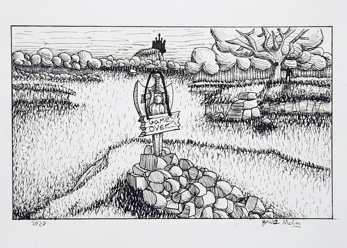 MccoyBonez's tweet photo. Inktober 2023 Day 24: Shallow  (Adventure ends in a shallow grave.)
.
..
...
....
#art
#penandink
#sketch
#pencilsketch
#pencil
#ink
#pen
#Graphicdesign
#graphicarts
#illustration
#comicbookart
#cartoon
#fantasy 
#rpg
#shallow
#bonezmccoy 
#bonezmccoyart 
#inktober
#inktober2023 https://t.co/rKdp4sKg6o