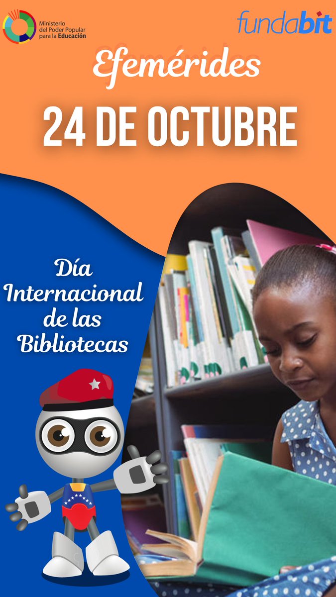 #24Oct El Día Internacional de las Bibliotecas se celebra el 24 de octubre de cada año, en conmemoración a la destrucción de la Biblioteca de Sarajevo durante la Guerra de Bosnia en 1992.
