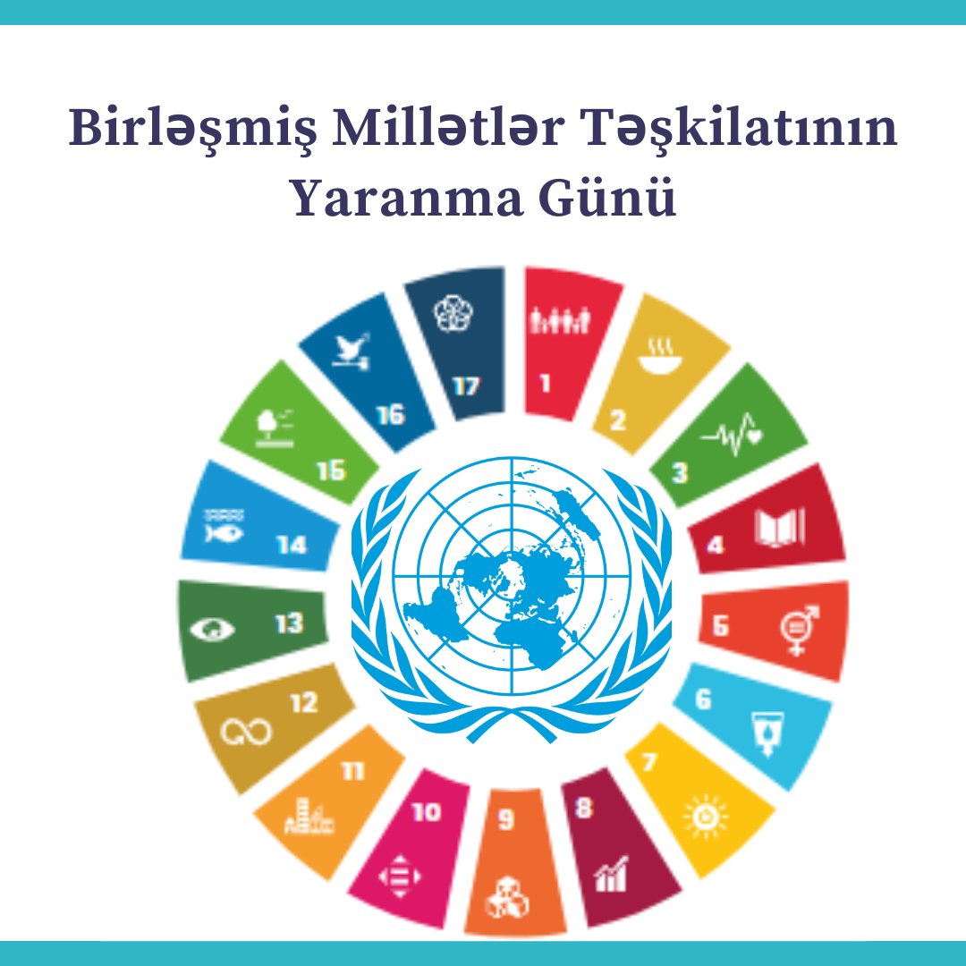 Bu gün Birləşmiş Millətlər Təşkilatının yarandığı gündür.

Today is @UN Day.

@UN
@UNinAzerbaijan
@UNDP
@UNVolunteers
@UNDPAzerbaijan
#UNDay2023
#BMT #BMTgünü #BirləşmişMillətlərTəşkilatı
