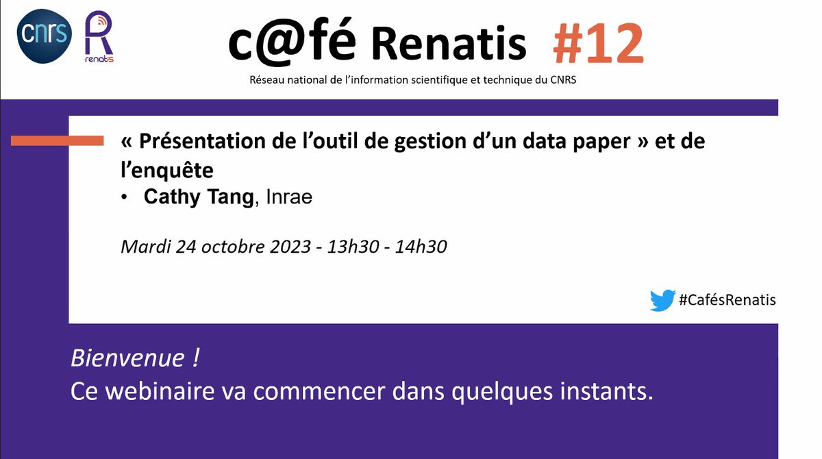ReseauRenatis's tweet photo. #CafésRenatis #12, c'est parti ‼️ Cathy Tang, D. Szabo (@INRAE_DipSO) présentent l'outil de gestion d'un data paper lié à @recherchedatagv et l'enquête en cours sur les #datapaper 👇
#openscience #CafésRenatis #renatis #researchdata #scienceouverte https://t.co/9ojhhfz0Gw