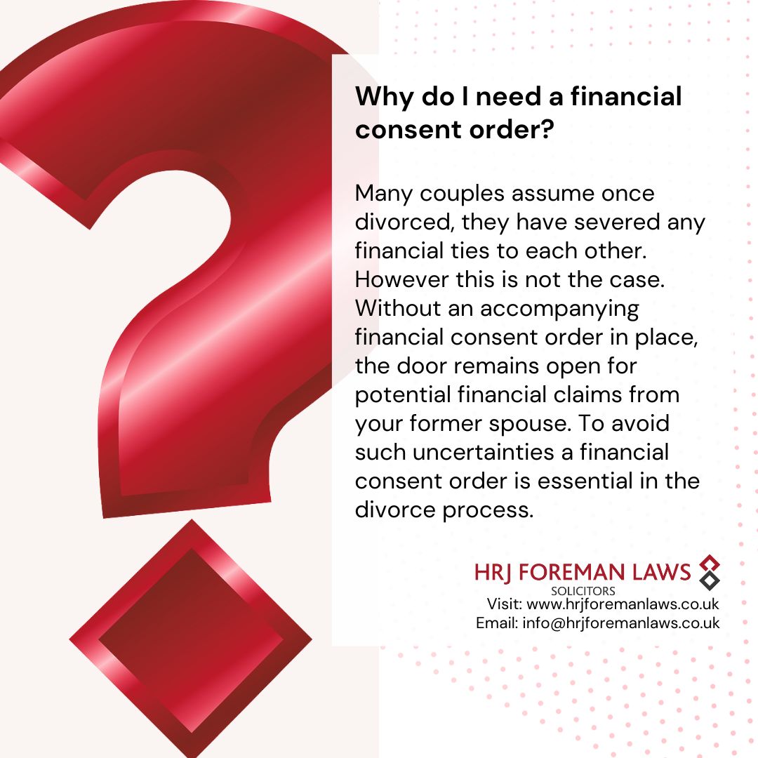 hrjforemanlaws's tweet image. A #financialconsentorder plays an essential role in formalising the division of assets &amp;amp; financial responsibilities after a #divorce. It also prevents either partner from pursuing financial claims in the future.  #cleanbreak.

Learn more hrjforemanlaws.co.uk/legal-services…  #solicitor