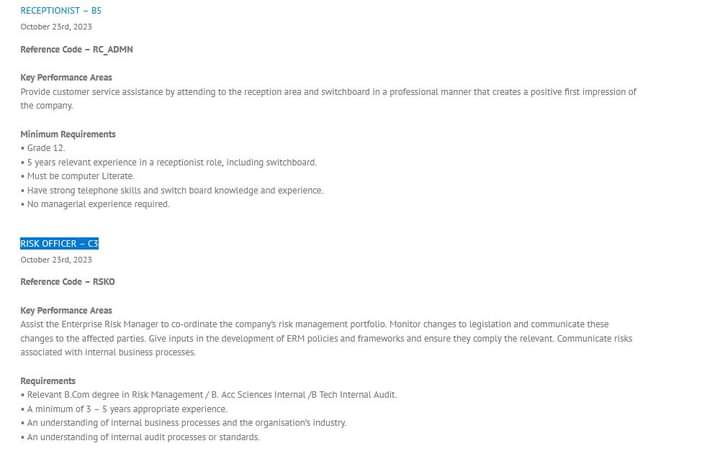 CarolBoitumelo1's tweet image. We are hiring at East Rand Water Care Company (ERWAT).

For more information visit their website
erwat.co.za/vacancies/

Process Controller x20 posts 
Tea Lady (Cleaner) x2 posts 
Electrician x5 posts 
Fitter x8 posts 
Mechanician x2 posts 
Driver x2 posts
Engineer/Technician…