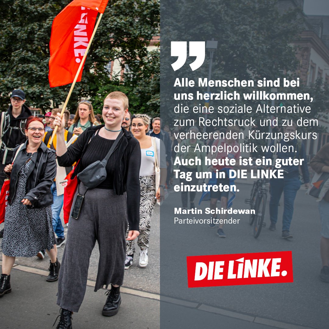 Gerade in  Zeiten der wachsenden Entsolidarisierung braucht es eine soziale  Alternative von LINKS: Gegen den Rechtsruck und die neoliberale  Kürzungspolitik der Ampel! Jetzt eintreten: Denn gemeinsam sind wir stärker! 👉 die-linke.de/mitgliedwerden #DIELINKE