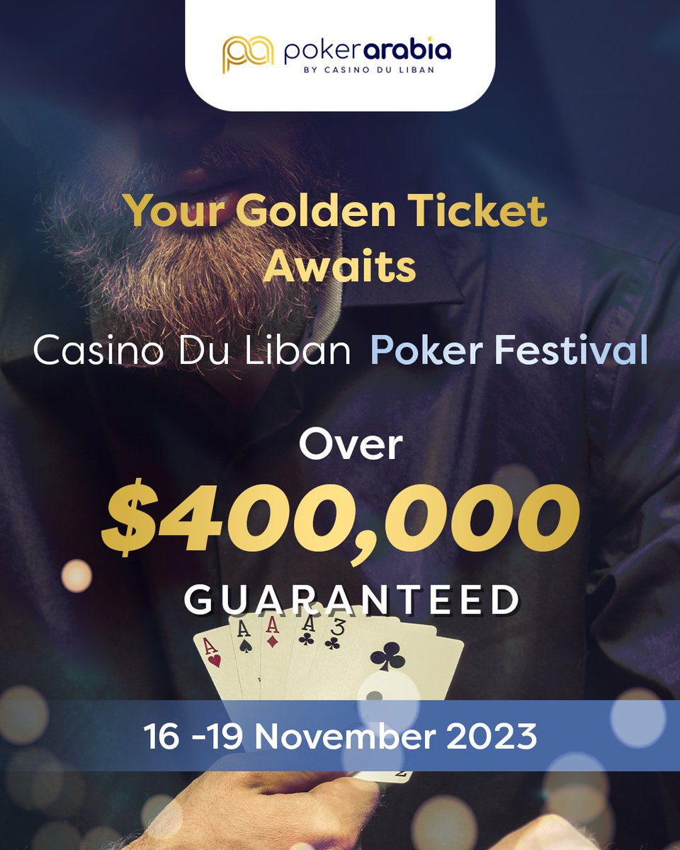 🃏 Secure your Spot at the @casinoduliban Poker Festival's Event

♣️ The Real Poker Experience Over $400,000 Guaranteed ♣️
Dates: 16 – 19 November 2023

Qualify now on Pokerarabia 📱

#betarabia_lb #Pokerarabia_lb #PokerTournament #pokerlebanon #pokeraction