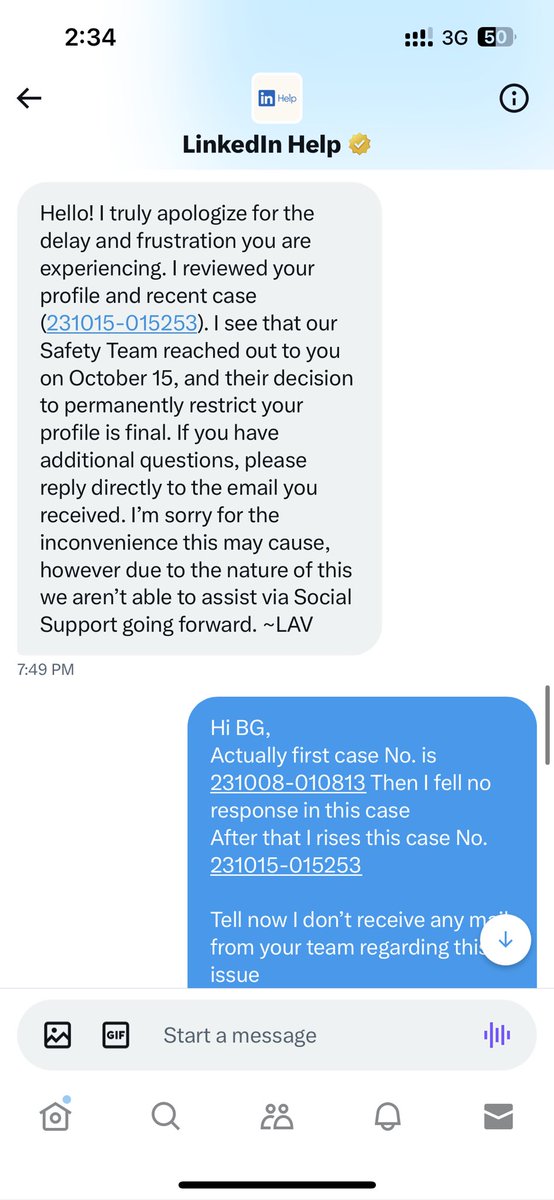 alhndmi's tweet photo. Hi All #LinkedIn Team,
In the fact, I am surprised from your #safety team due to restricted my account from 8th Oct. 23 and this issue tell now not solved even after submitted my ID
Recently I get DM messages that mean my #account permanently restricted https://t.co/Hh9ZlFGvif