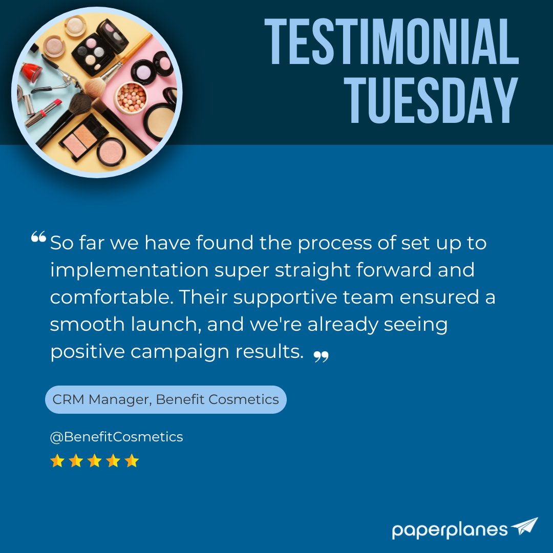 Fly_Paperplanes's tweet image. 🌟 Client Spotlight: @BenefitUK 🌟

Benefit Cosmetics found the process of working with Paperplanes super smooth and comfortable. 

With a supportive team and positive campaign results, we&apos;re proud to be a part of their journey. 💄🌟
#ClientSuccess #ProgrammaticDirectMail