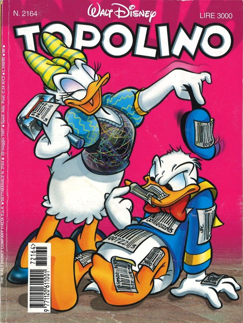 Topolino #2164, 20 maggio 1997: 27 anni fa usciva il primo numero dotato di codice a barre. Con copertina a tema.
