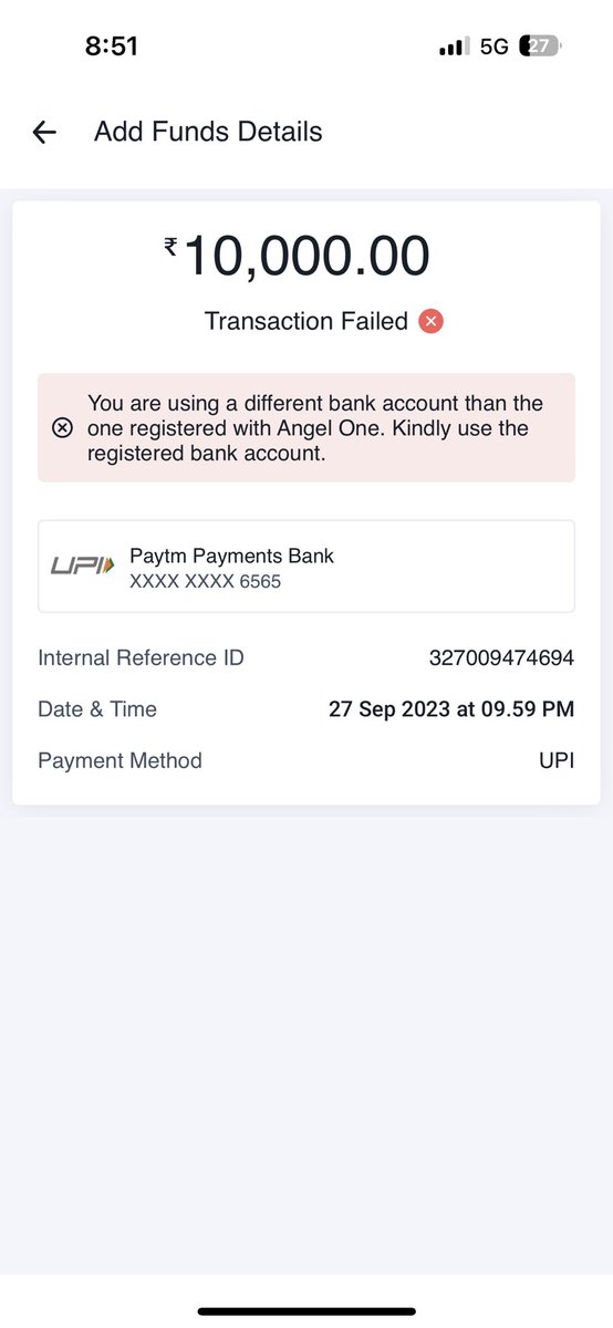 bot_XnX's tweet photo. With due respect, The ceo of AngelOne I would like to inform you that on 27th of September i have done a payment of Rs10000 in your platform @AngelOne for adding funds ref no(327009474694) after 2 3 complaints your executives told me to contact my bank (SBI) so on 3oct I raised a https://t.co/KSJvK0nV3f