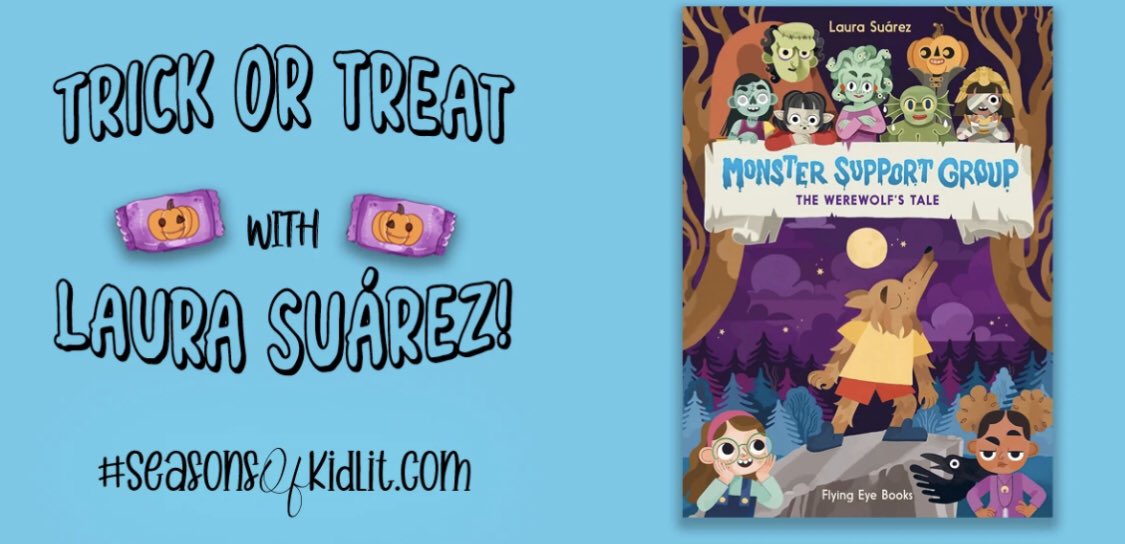 What happens when you turn into a monster? You turn to the help of The Monster Support Group, of course!

Come #TrickOrTreat at #SeasonsOfKidLit today &amp; get a closer look at <a href="/laurasuarezinfo/">Laura Suárez</a>’s charming #GN series! Plus, check out her awesome trick! 🖤🎃

seasonsofkidlit.com/post/trick-or-…