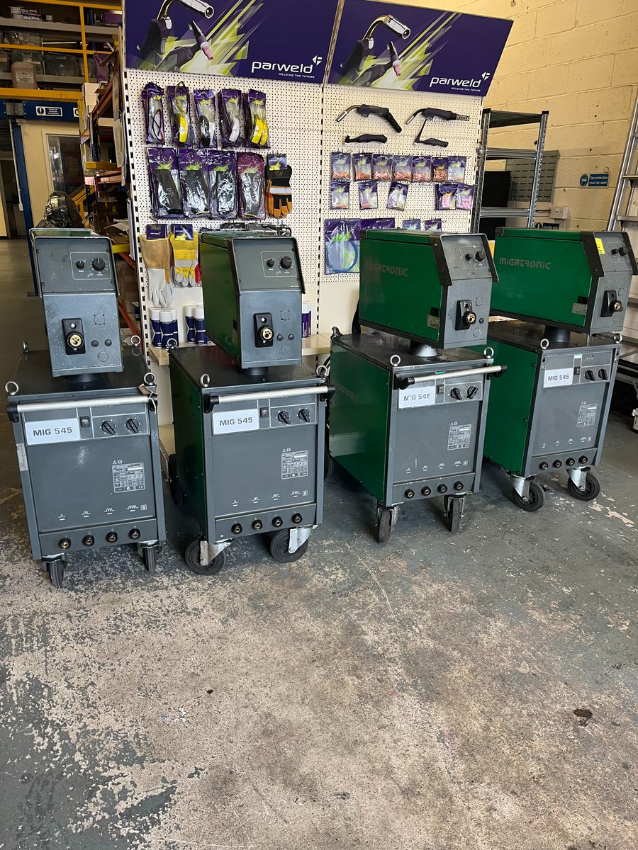Four reconditioned Migatronic MIG welders on their way to a valued customer. For great prices on used welding equipment, give us a call!