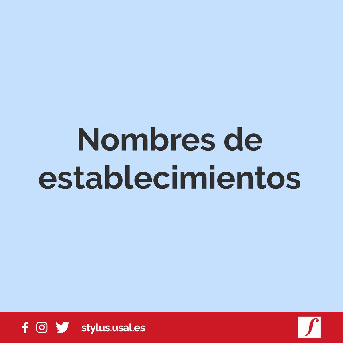 Al tratarse de nombres propios, las denominaciones de establecimientos comerciales se escriben con mayúscula inicial en todas sus palabras significativas: Café Gijón, Panadería Hermanos Martínez, Gran Hotel… No es necesario utilizar comillas ni cursiva...
stylus.usal.es/sugerencia/nom…