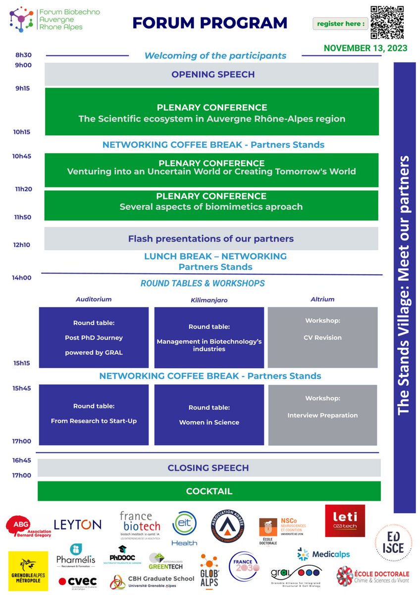📢 Registration for the annual Forum Biotechno AuRA is open !

👇 Detailed Program &amp; Registration here, limited places are available : helloasso.com/associations/g…

⏱️  Monday, November 13, 9:00-17:00

🗺️ World Trade Center (WTC), 3800 Grenoble