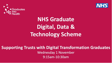 Join @GradsintoHealth’s webinar for NHS managers on Wednesday 1 November, 9:15am-10:30am, to find out how organisations have been using graduates since 2018 to support their digital transformation projects. Sign up here: bit.ly/3Ex50Gd