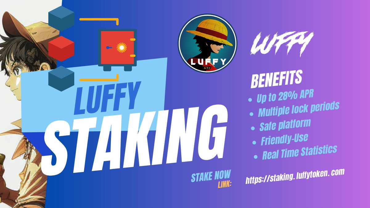 🚀 Did you know? 

Luffy Token's Staking Vault offers up to 28% APR for holders. 

It's a fantastic way to earn while you support the project. 

Staking with us means growing with us. 
💰Join our staking platform: staking.luffytoken.com

 #LuffyToken #CryptoStaking #EarnRewards