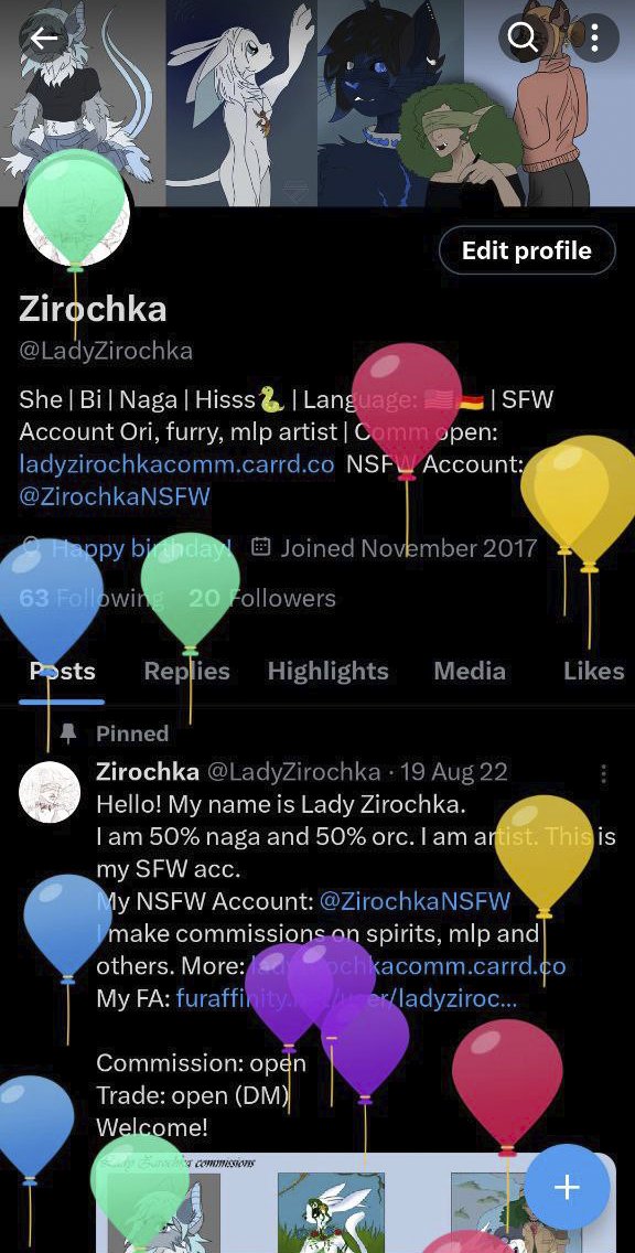 LadyZirochka's tweet photo. Today is this sneko's birthday! Balloon Day💙🎈. Thank you for supporting my arts! https://t.co/F9Anv83PMs