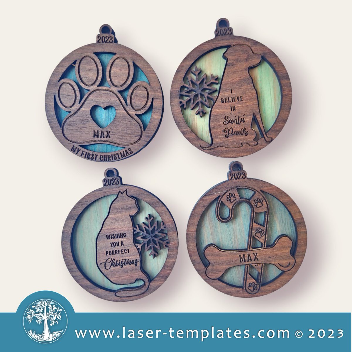 NEW pet Christmas ornament designs, now available for download laser-templates.com/collections/ne… #laserfiles #svgfiles #svgcuttingfiles #lasercuttingandengraving
