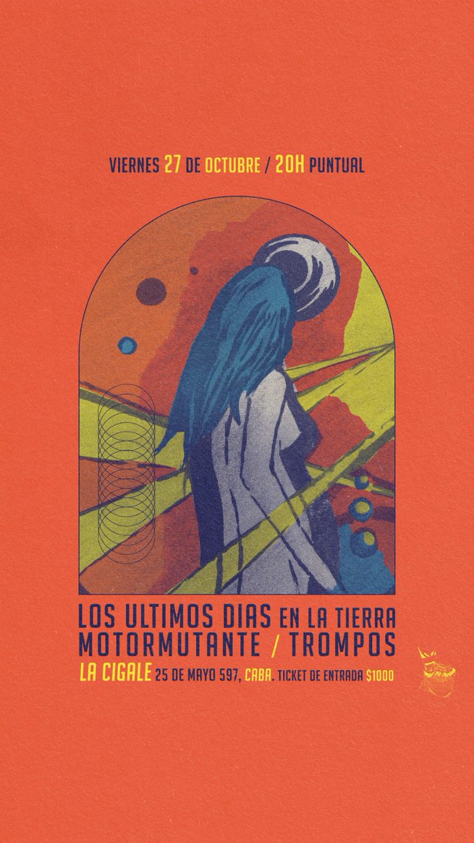 Este viernes tenemos una imperdible en microcentro, con Motormutante y Los Últimos Días en la Tierra. 
Nos encontramos a las 20 en la Cigale (25 de Mayo 597, CABA). Entradas en puerta.