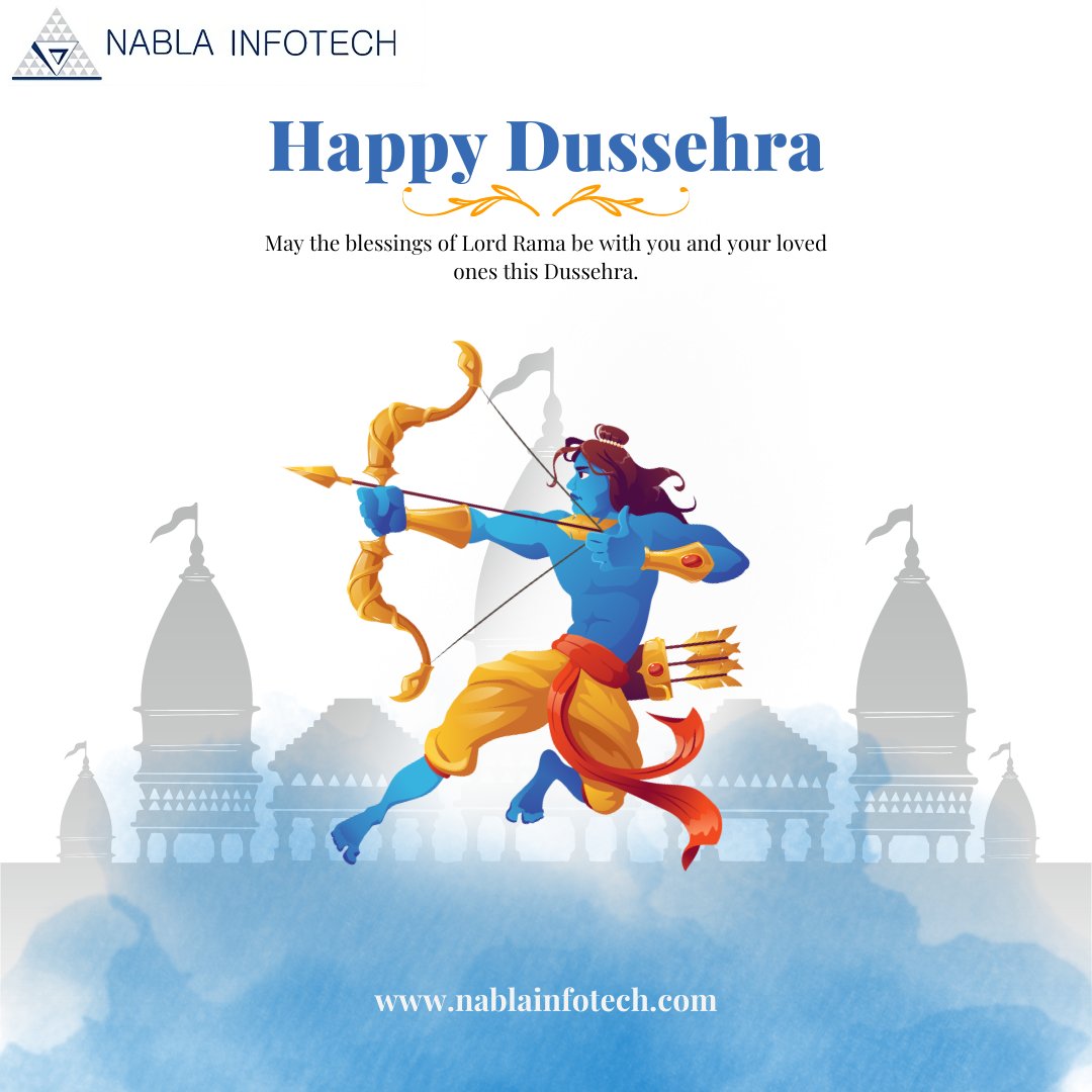 nabla_infotech's tweet photo. Happy Dussehra from Nabla Infotech! Celebrating the triumph of good over evil, may this auspicious day bring success, prosperity, and innovation to your endeavors!
#HappyDussehra https://t.co/tz5kCw78xc