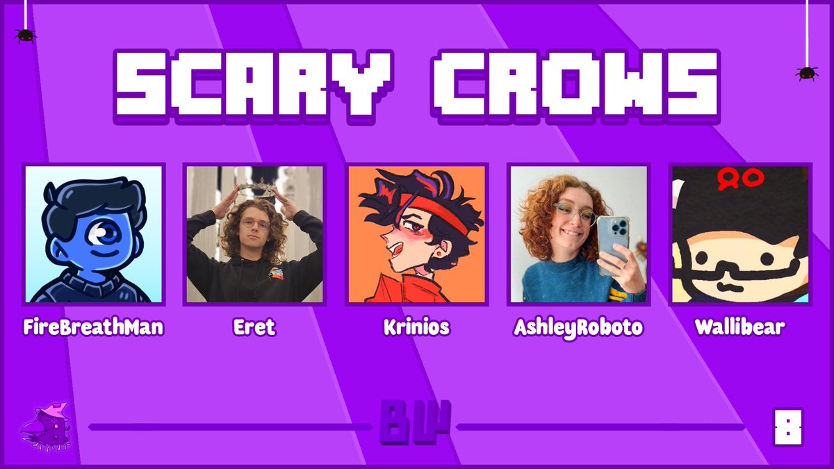 📢 Announcing @FireBreathMan @AshleyRoboto @Krinios @Eret @Wallibear on the Scary Crows! 📢 Watch them in Block Wars 8 on October 28th at 2pm EST!