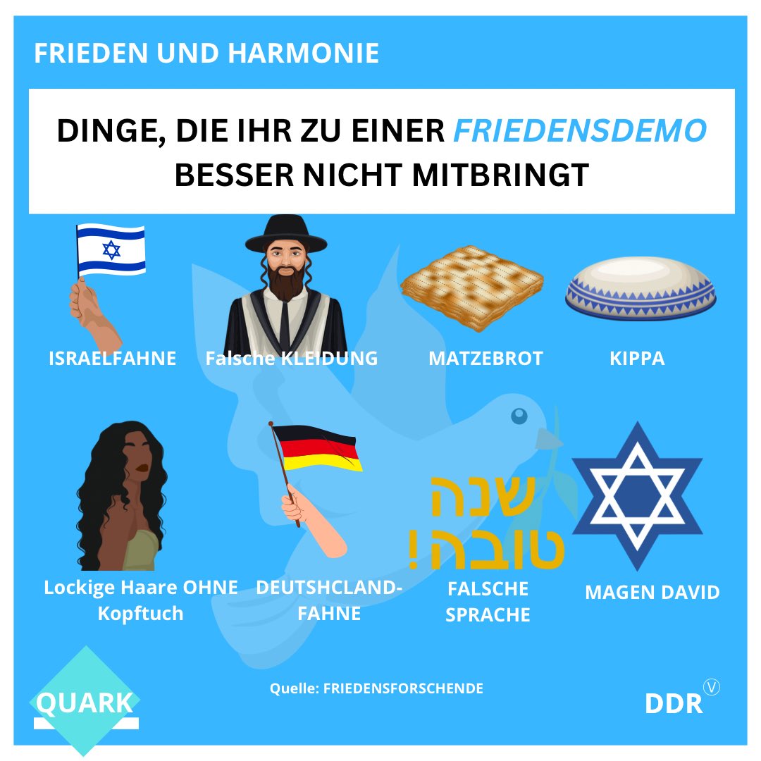 Derzeit gibt es landauf, landab große Demonstrationen für den #Frieden, auf dass alle Menschen friedlich seien. Da Ihr sicher wegen des hyggeligen Ambientes mitlaufen wollt, haben wir Euch ein paar Tipps zusammengestellt, was Ihr dabei besser vermeidet. Nein, fragt nicht nach!