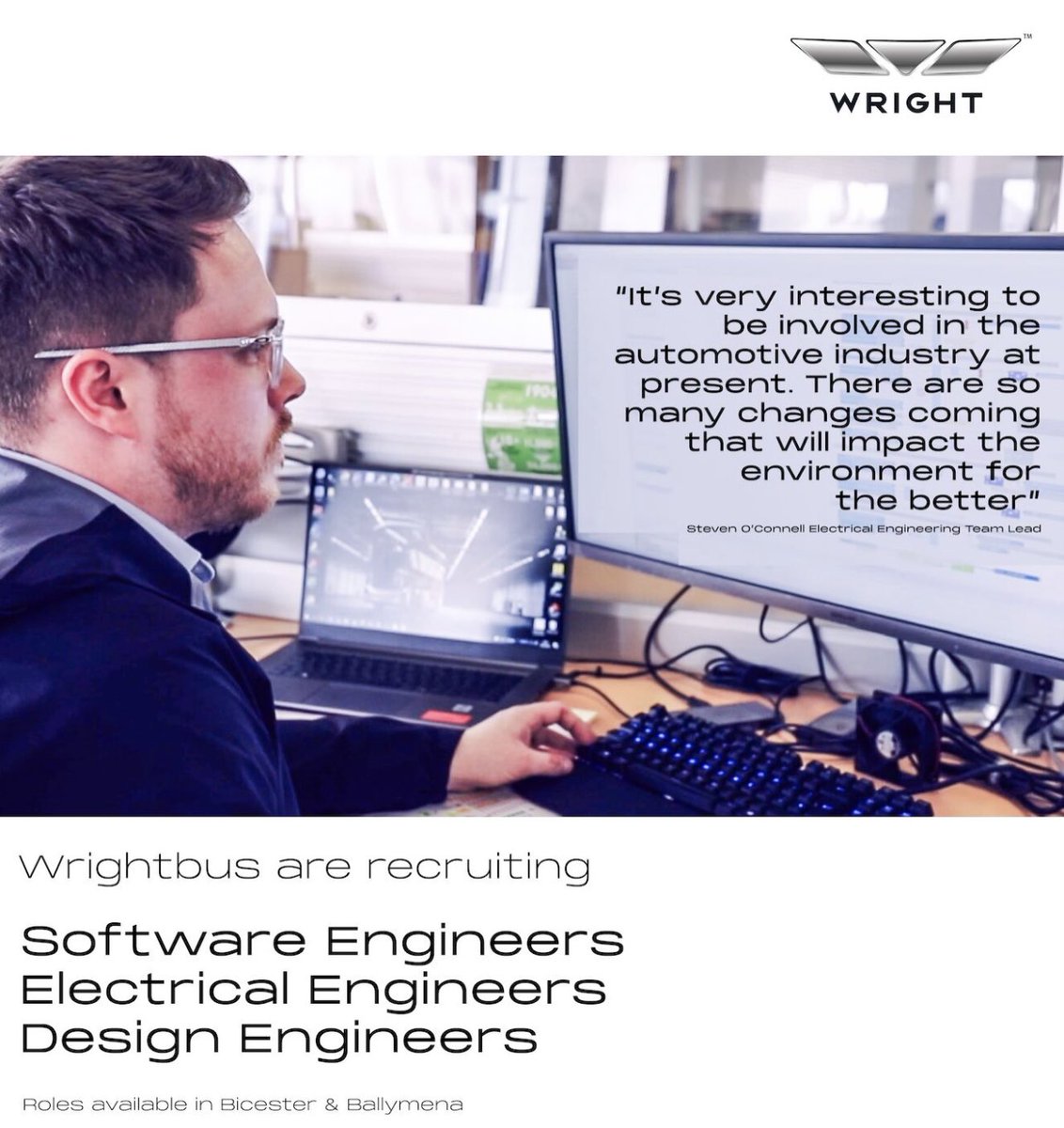 We are recruiting #ElectricalEngineers #SoftwareEngineers #DesignEngineers
Roles available in #Bicester and #Ballymena 
Apply: wrightbus.getgotjobs.co.uk
Email: hr@wrightbus.com

#Wrightbus #Recruiting