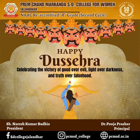 sd_pcm's tweet photo. #premchandmarkanda #sdcollegejalandhar #bestwomencollegeinjalandhar #HappyDussehra #Dussehra2023 https://t.co/l04ZYVA5Go