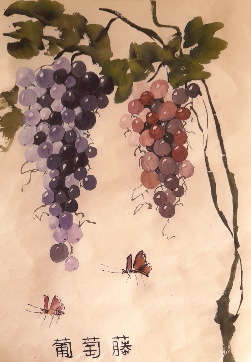 D75132283's tweet photo. Some of my Chinese brushwork practice. Self taught. #watercolor #watercolourpainting #art #fruits #flowers #figurative #CatsOfTwitter #wildlife #bekin https://t.co/Iq5yZ8el9r