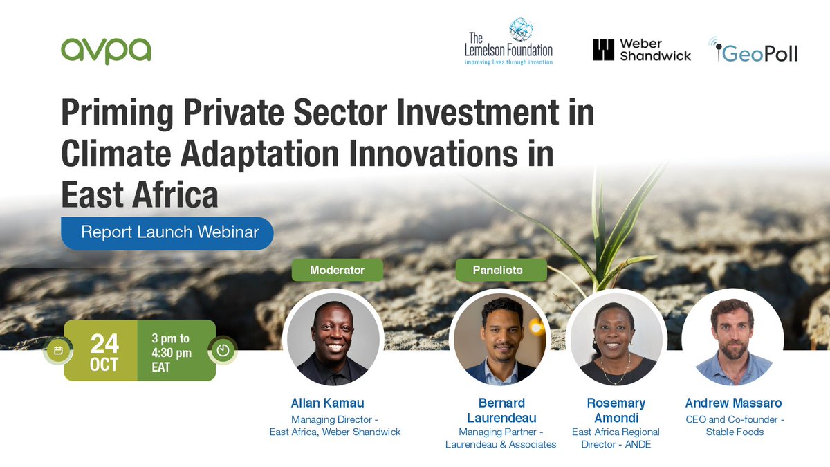 As climate adaptation finance for Africa comes into focus at COP28, join our report launch webinar today, as we map out pathways for impact investors to mainstream climate protection technologies and financial tools in East Africa.

Register here: bit.ly/3RQQH77