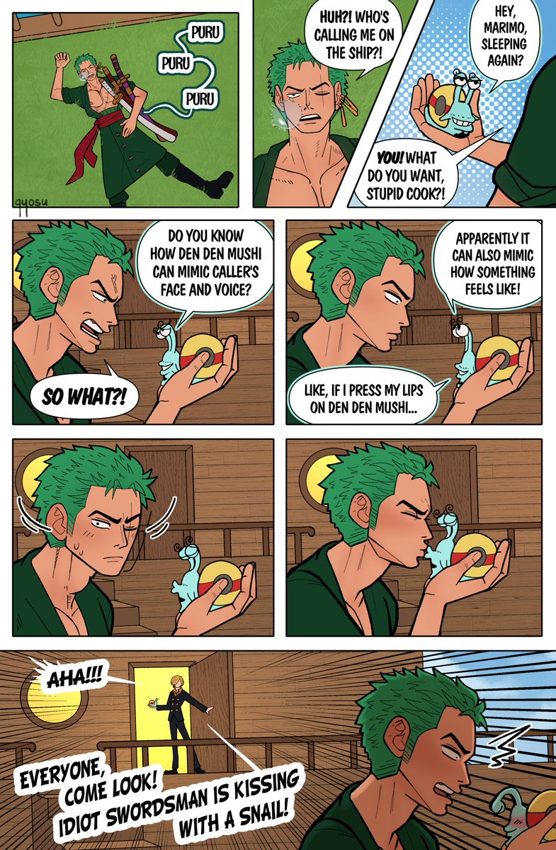 qyosu's tweet photo. 101 How to lose your Den Den Mushi rights.
#zosan #onepiece https://t.co/1IHViv5wl8