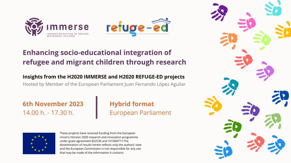 Come meet us in Brussels or follow the live streaming online for the final conference with @IMMERSE_H2020 to share with you the project results. 6 Nov. 2023 - 14.00 -17.30 CET European Parliament & Online Info & Reg. t.ly/6wft4 #Mentalhealth #refugeeeducation