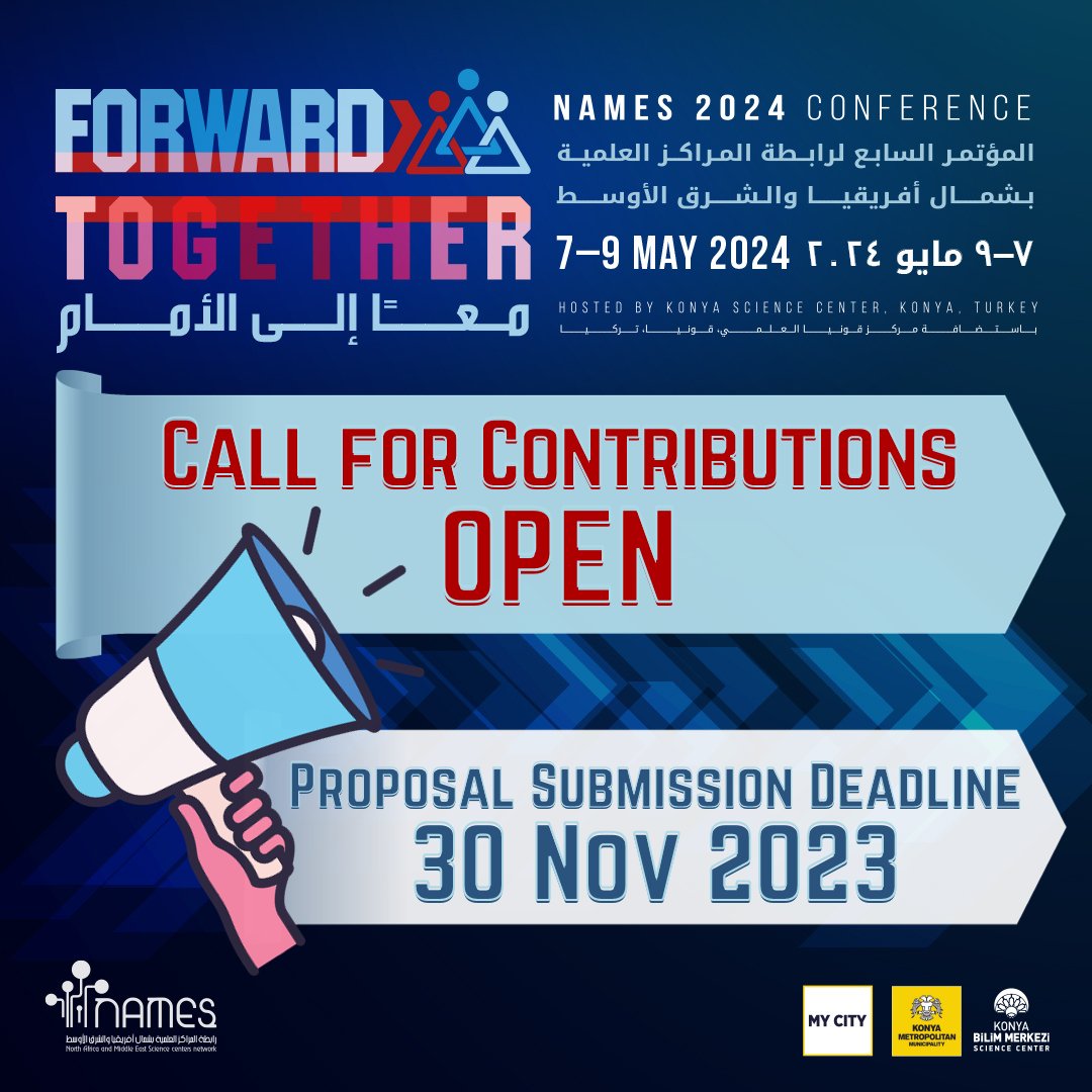 #NAMES2024 #CallForContributions is Open!
Proposal Submission Deadline: 30 November 2023

Please check before submitting your contribution proposal:
namesnetwork.org/names2024/Home…

#NAMESnetwork #SciComm #Conference #NAMESconference #ScienceCenter #ScienceMuseum #MakerSpace #Workshop