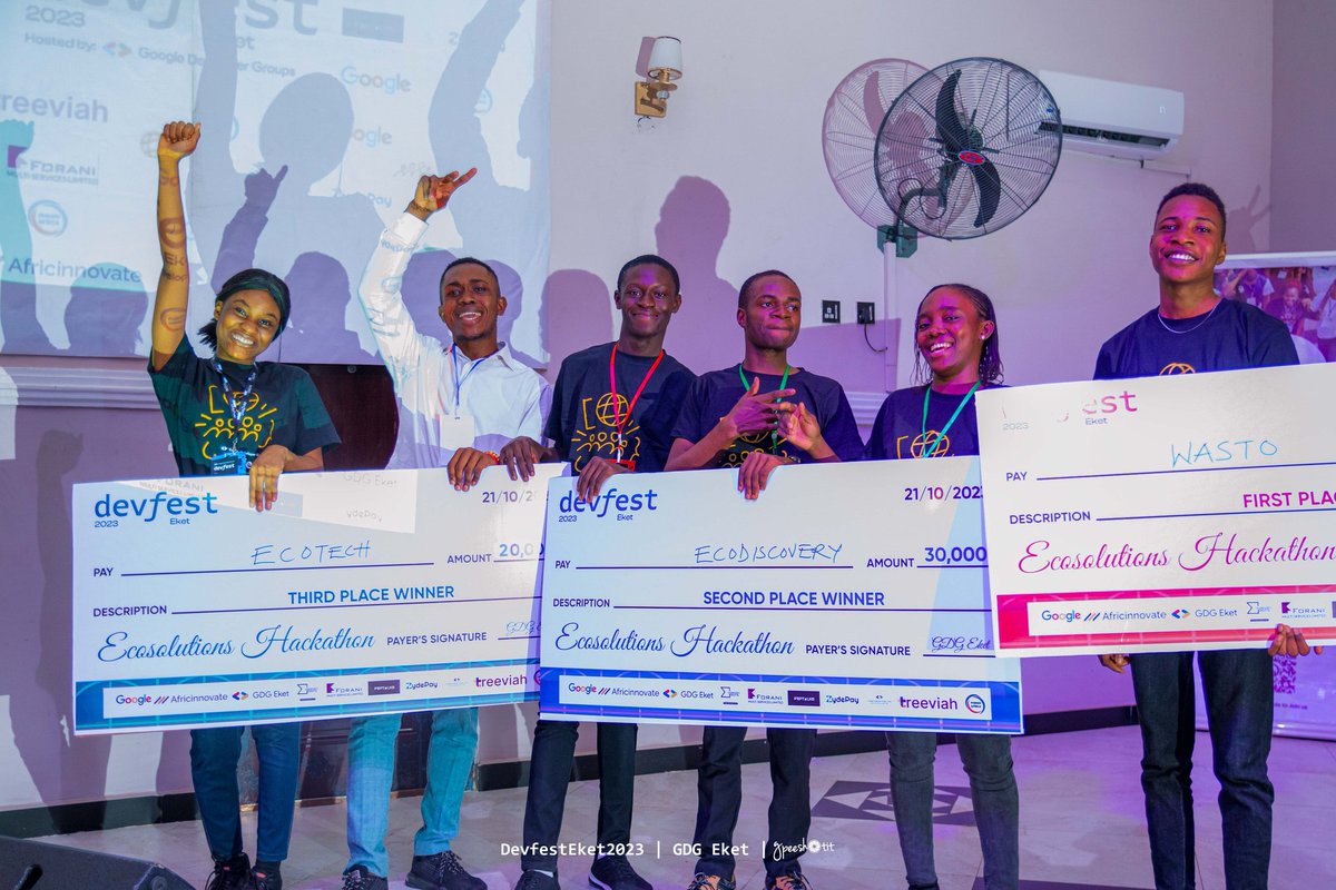gdg_eket1's tweet photo. We put attendees' skills to the test with exciting coding challenges.

 Congratulations to the winners who showcased their talent and problem-solving abilities.🎉🎉🎉

#devfesteket23 #GDGEket #TechInnovation https://t.co/In5aDpqqbw