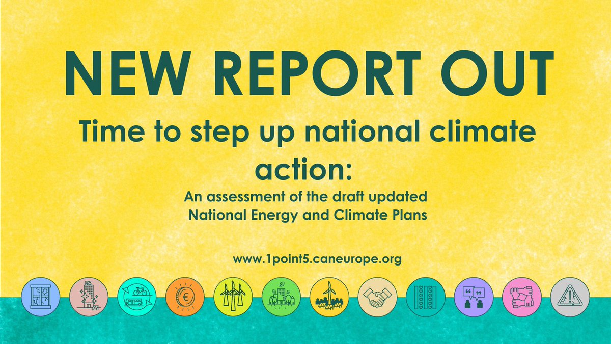 📢 NEW report out on energy and climate plans aka #EUNECP.

Glaring contrast between the urgent demand for accelerated climate action and the sluggish on-ground progress.

In a nutshell:
🗺️ 25 countries assessed
❌ NONE on track for 1.5
⚡ More renewables and energy savings