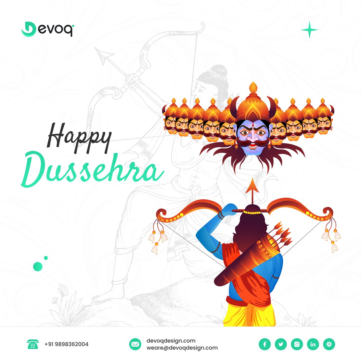 Wishing you a joyful and prosperous Dussehra.

#Dussehra #UserExperience #Design #FestivalOfVictory #UIUXDesign #Celebration #Devoq #DevoqDesign