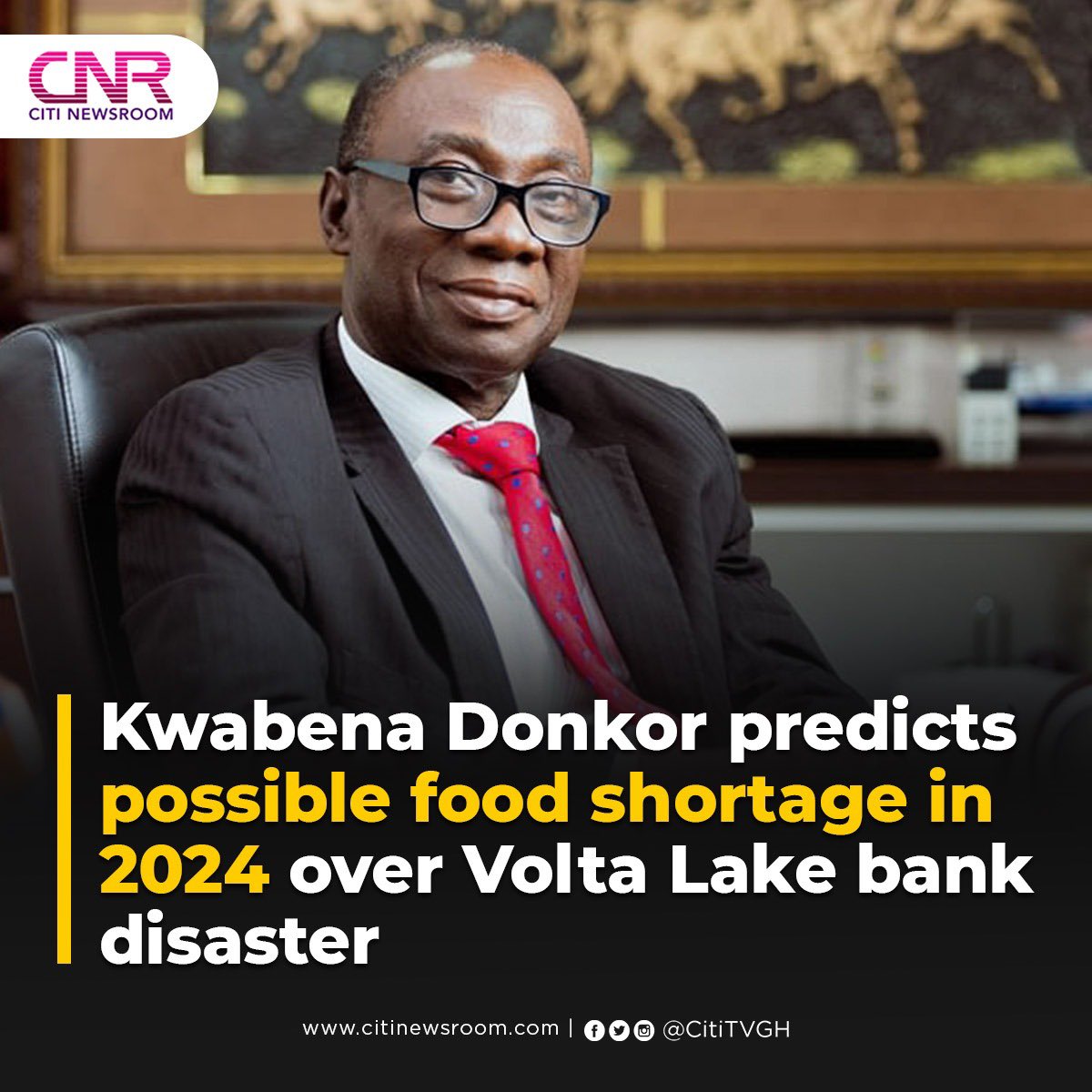 Kwabena Donkor predicts possible food shortage in 2024 over Volta Lake bank disaster. #CitiNewsroom