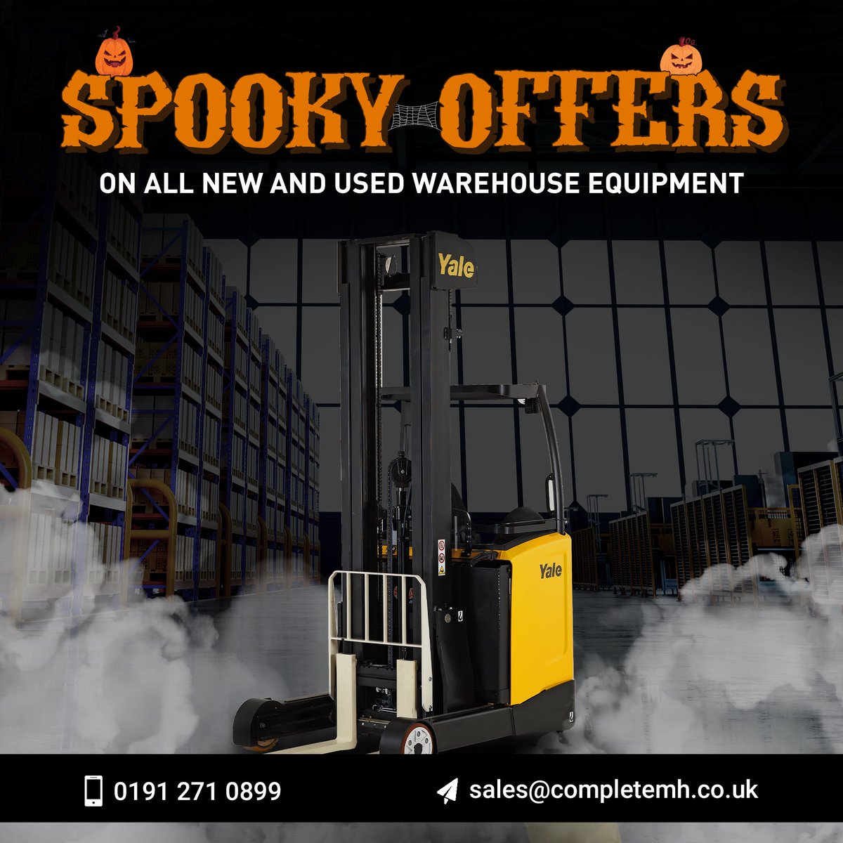 🎃 Don't let this season scare you!

We've got SPOOKY OFFERS on all new and used warehouse equipment. It's the perfect time to gear up for the busy season ahead.

Contact us today to unwrap some treats for your business! 👻
#SpookyOffers #WarehouseEquipment #HalloweenDeals