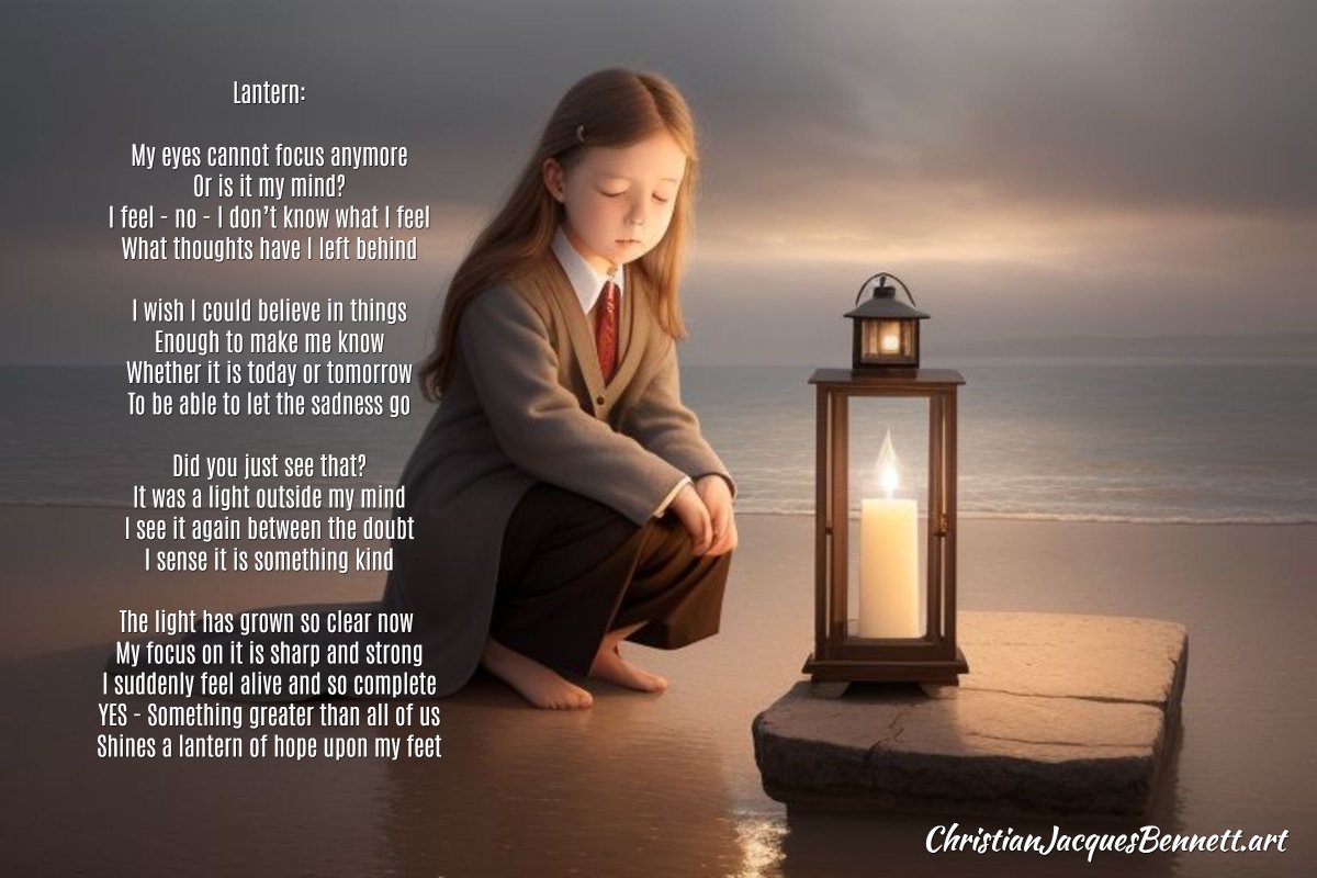 cjbtoday's tweet photo. #vss365 #Lantern #poem
I cannot tell you just how much I LOVE using AI and digital tools to make art. This image was generated by AI from reading my poem. So the words truly reflect the #art shown.
#poetrycommunity #artist #artists #poems #writers #cjbart #AI #creativity #hope https://t.co/jVyZpUw9yM