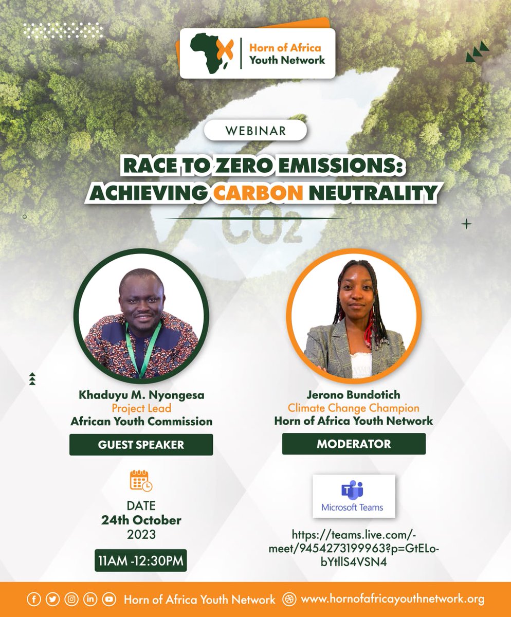 Achieving carbon neutrality is a goal that we shouldn't relent on. @AYCommission @ASBELKEMBOI7 @aacjinaction @COP28_UAE @DannyGona Kindly use this link to join the meeting teams.live.com/meet/945427319… Kindly,help us share too 😊