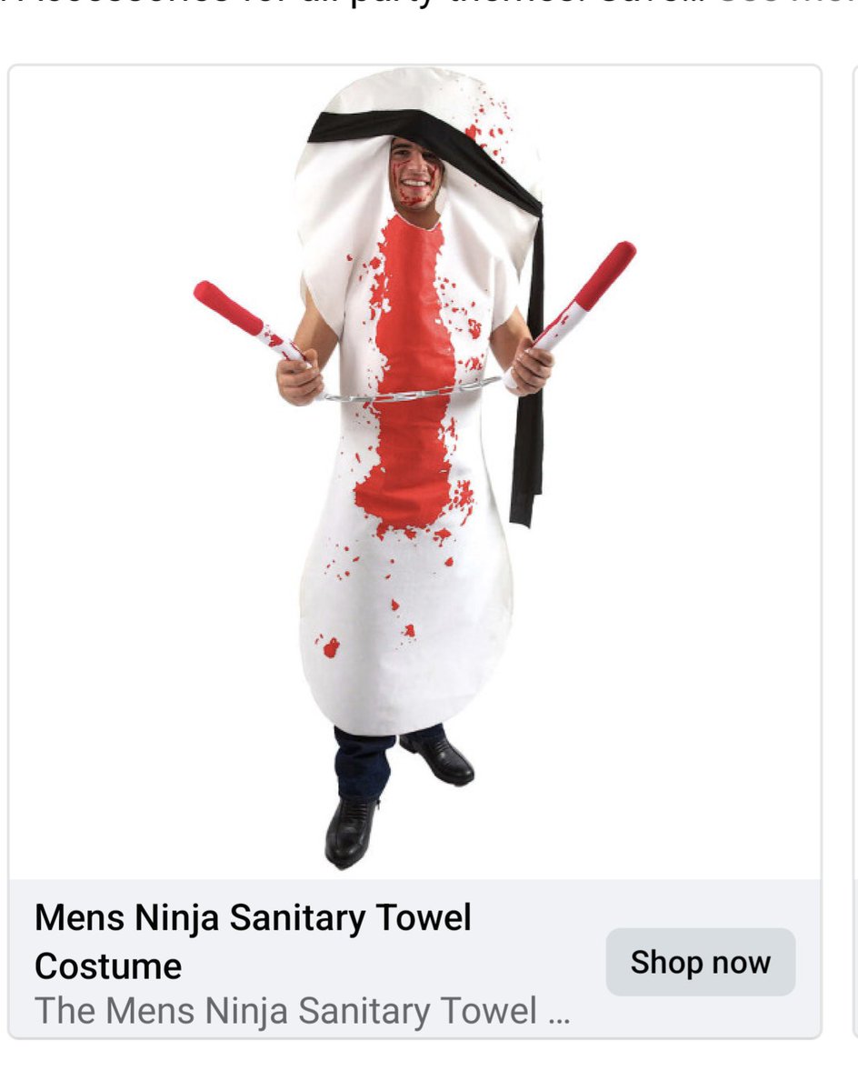 Danny_McMoomins's tweet photo. "Sorted your fancy dress outfit for the Halloween party?"

"Yes. Although I'm torn between dangerous sex offender or soiled menstrual sanitary product with nunchucks." https://t.co/D5Zil8azRp