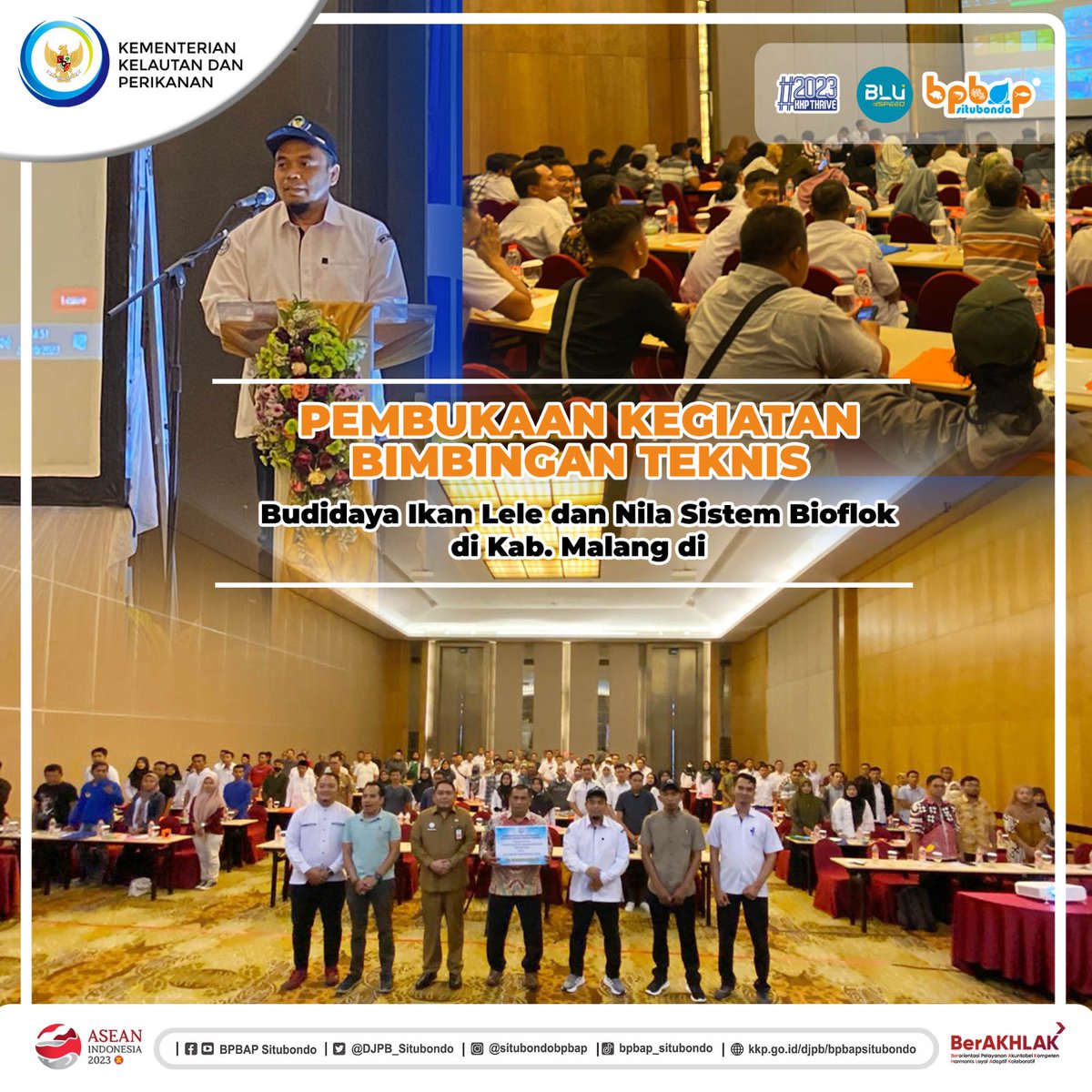 DJPB_SITUBONDO's tweet photo. BPBAPS menyelenggarakan bimtek budi daya ikan sistem bioflok di Malang dan dibuka langsung kepala BPBAP Situbondo @HandoyoBoyun. Kegiatan dihadiri oleh penerima bansarpras bioflok Tahun 2023 dan penyuluh perikanan @bppsdm_bp3bwi @PKBLU_bp3tegal
#Bioflok
@kkpgoid
@BudidayaKKP https://t.co/IxlxgvveiL