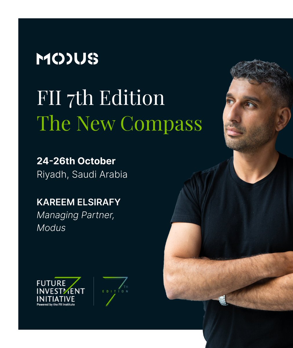 Connect with <a href="/kareemelsirafy/">Kareem Elsirafy</a> at the 7th edition of <a href="/FIIKSA/">FII Institute</a> this week 🇸🇦

FII brings together leaders, visionaries, and innovators to explore the future of global investment.

Learn more about the Modus platform: bit.ly/3DIl6wc

#FII7 #modus