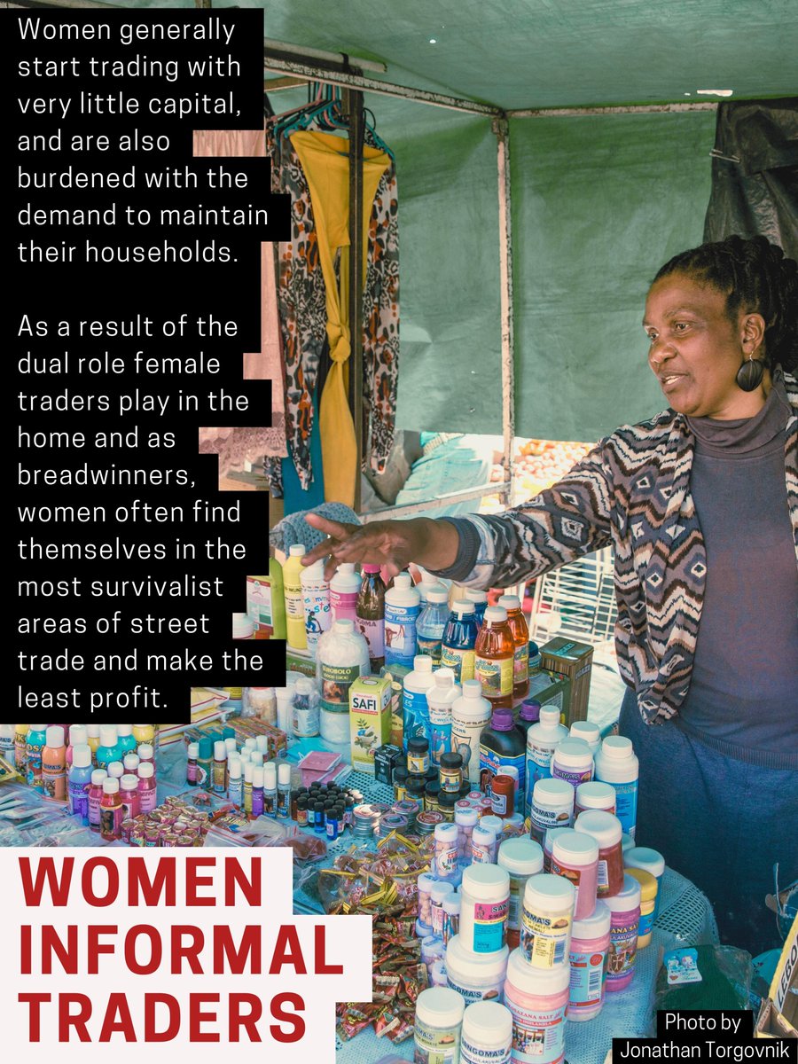 #Informaltrade is a vital source of income for many women in South Africa. According to <a href="/HSRCza/">HSRC.ac.za</a>, 64% of food traders are women "but are more likely than men to suffer adverse outcomes due to structural, social, institutional &amp; administrative biases.”

#FightingForALiving [1/2]