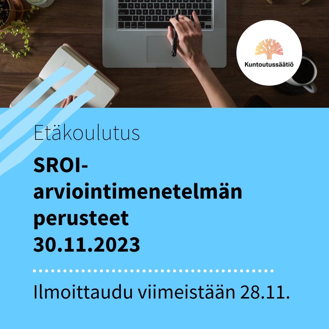 🔵Johtaako toimintasi laajempaan hyvään? #SROI-arviointimenetelmän avulla osoitat rahamääräisesti toimintasi vaikutukset. Tervetuloa koulutukseemme oppimaan #SROI:n käyttöä! 🔗Lue lisää ja ilmoittaudu: kuntoutussaatio.fi/tapahtumat/sro… #arviointi #tuloksellisuus #koulutus