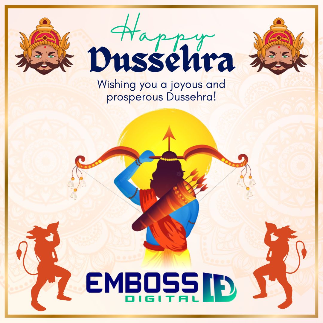 EmbossDigital's tweet image. As the effigies of evil burn, may your troubles and worries be consumed by the flames of courage and hope. ✨✨

Emboss Digital wishes you and your family a very Happy Dussehra !!💛💛

#HappyDussehra #EmbossDigital #DigitalMarketing